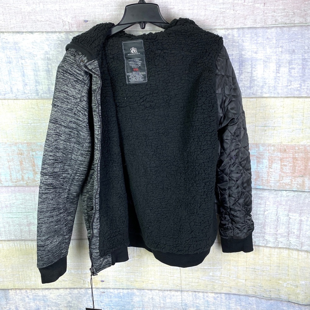 Rock & Republic Moto Grit Zip Sherpa Hooded Jacket - Picture 16 of 16